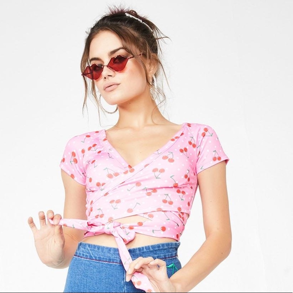 Sugar Thrillz Cherry Wrap Top